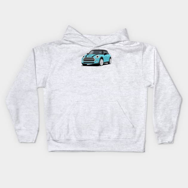 Car sport  mini retro aqua Kids Hoodie by creative.z